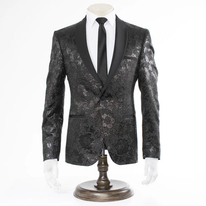 Men's Black Floral 3-Piece Tuxedo