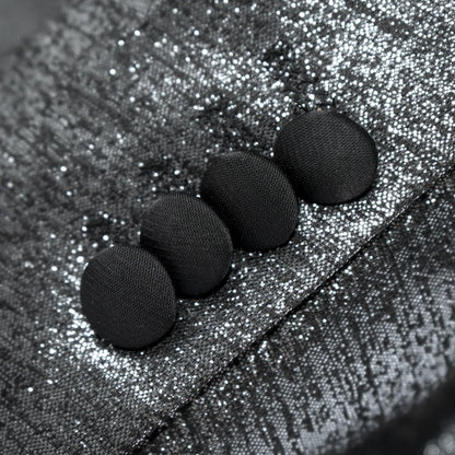 Men's Gunmetal Black Metallic Sparkling Tuxedo - Cuffs