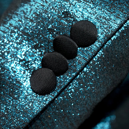 Men's Teal Metallic Sparkling Tuxedo - Cuffs