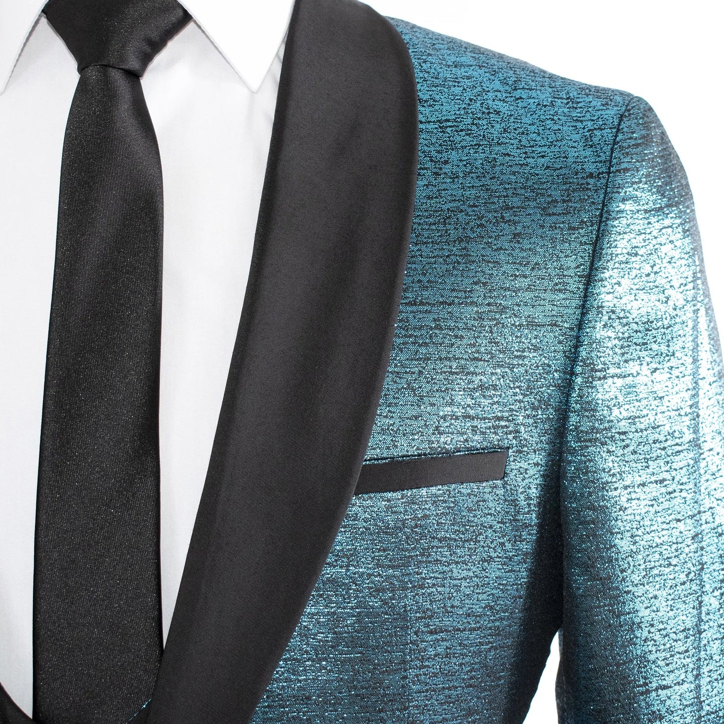 Men's Teal Metallic Sparkling Tuxedo - Shawl Lapel