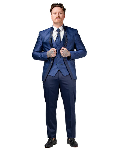 Alistair | Royal Blue Damask 3-Piece Slim-Fit Western Tuxedo