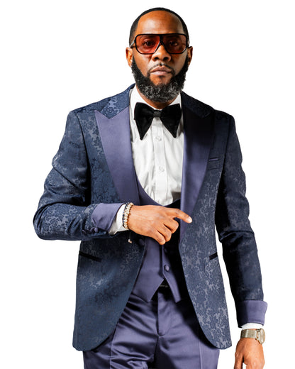 Julius | Navy Floral 3-Piece Tailored-Fit Tuxedo