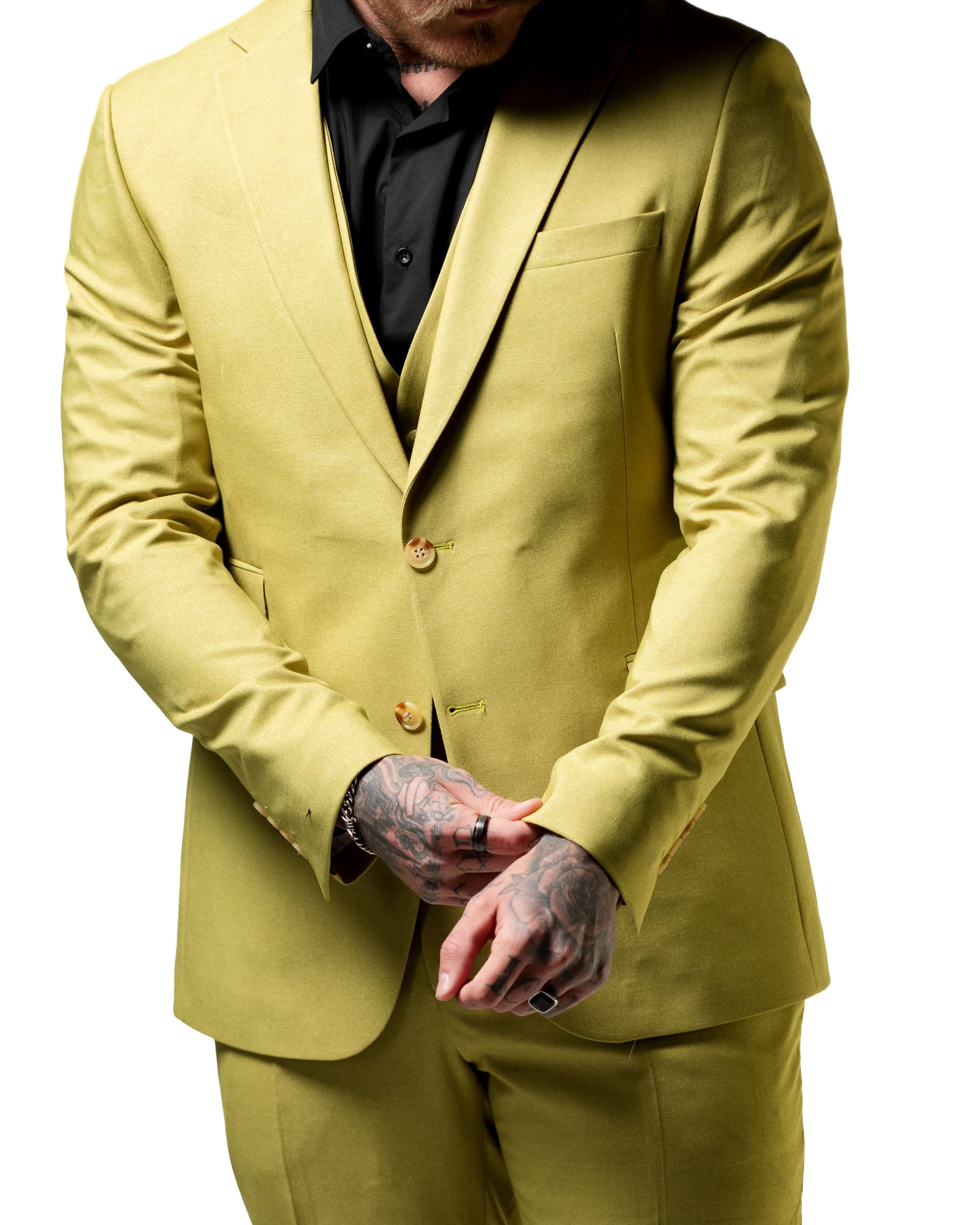 Ezekial | Olive Solid 3-Piece Tailored-Fit Suit